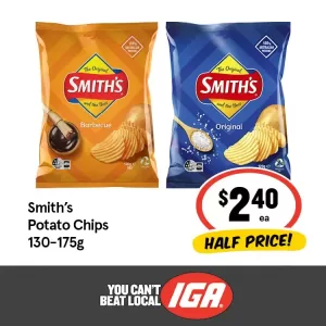 Smith’s Potato Chips 130-175g