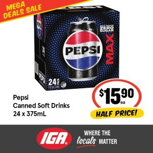 MEGA DEAL - Pepsi Canned Soft Drinks 24x375ml