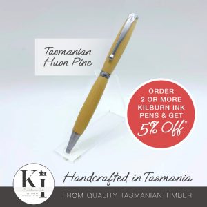 Kilburn Ink Tasmanian Huon Pine Slimline Pens