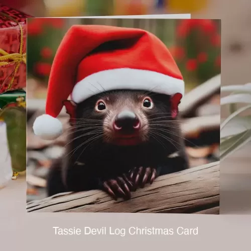 Tassie Devil Log Xmas Card