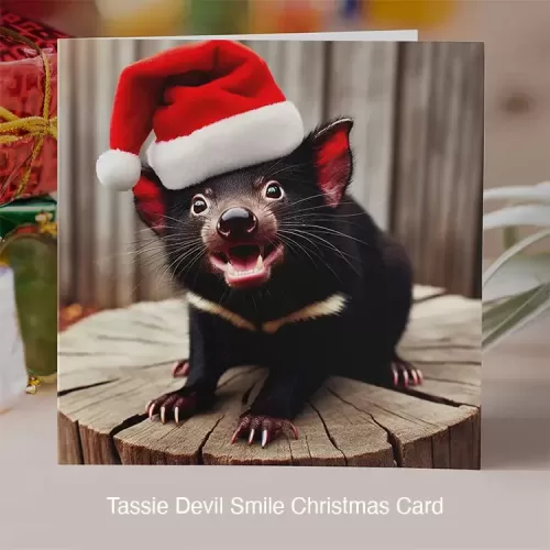 Tassie Devil Smile Xmas Card