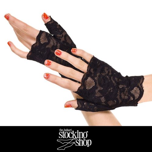 The Stocking Shop Lace Black Gloves